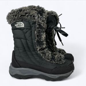 The North Face Winter Boots Girls 2 Black Quilted Goose Down Insulated Lace Up